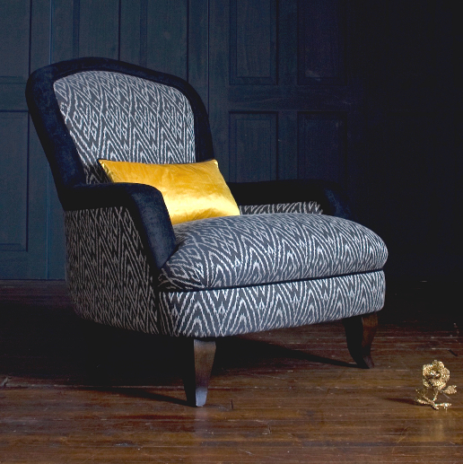 John Sankey Alphonse Chair in Customers Own Materials with Contrast Fabric Border
